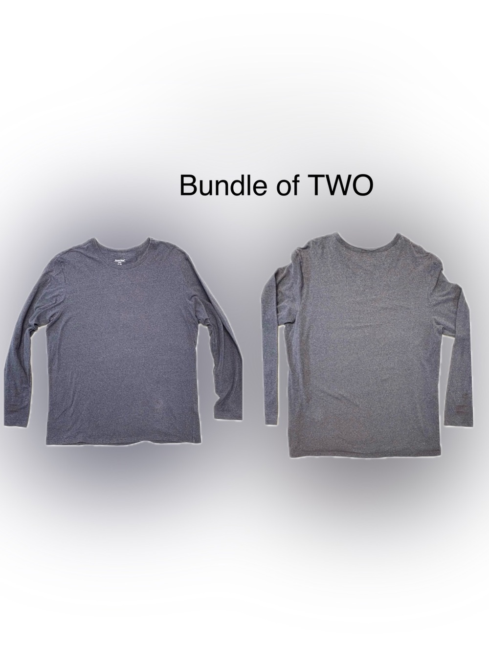 BUNDLE OF 2 Rough Dress Men Long Sleeve Crew Neck Tee Charcoal Navy XL